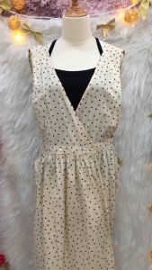 Đầm Chấm Bi Phom Xoè Cổ  V Đắp 2 hand Hàn Quốc hiệu ALOHA- Size L (#Đ68)