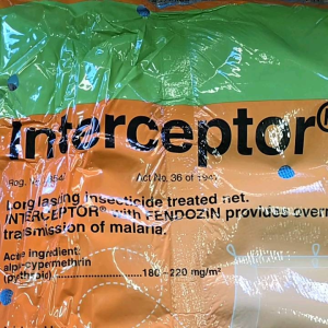 Mosquito Interceptor long lasting insecticide treated net. With FENDOZIN provides overnight protection against the transmission of malaria