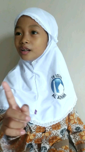 Kerudung SD alazhar renda BErlogo dan tali belakang