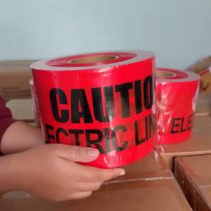 เทปเตือนอันตราย เทปฝังใต้ดิน สีแดง Caution Electric Line Warning Tape 15cm x 300m x 0.10mm