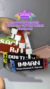 Customized 3D Printed Nintendo Switch-Inspired Theme Name Tag | Personalized Gaming Tag | CJG GraFx