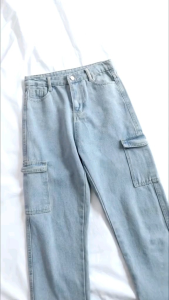 KULOT HW CARGO | Celana Jeans Cargo Wanita Highwaist Celana Retro Fashion Korea Style Loose Cargo Jeans The Girl House