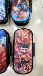 Nezha 4-Layer Password Pencil Case – Cartoon Zipper Stationery Bag for Primary & Secondary Students