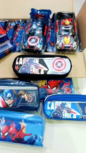 Disney Boys Pencil Case Iron 3-Layer Large Capacity Car Style for Primary School