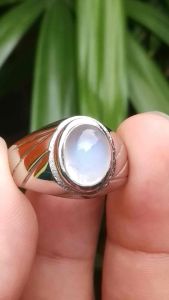Cincin Batu Akik Biduri Bulan Moonstone Ceylon Klep Biru Asli Natural