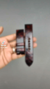 Tali jam kulit sapi vegtan Black Red