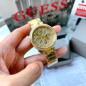 LILY GOLD ตัวเรือนและสายสเตนเลสทองหน้าปัดลายดอกลิลลี่ หน้าปัด 36 มิล