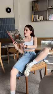 มากกางเกงยีนส์ 5 ส่วนเอวสูงผ้าไม่ยืด นาทีนี้มาแรงมาก แต่งตัวยังไงก็เท่ห? ก็เก๋แต่งยังไงก็ดูดี แมตช์ง่ายทุกลุคผ้ายีนส์เนื้อดีสีฟอกสวยทรงสวย