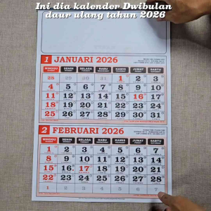 Kalender kerja Dwibulan Tahun 2026 // 6 lembar 2 bulanan ukuran 31 cm × 45 cm( kalender DAUR ULANG )