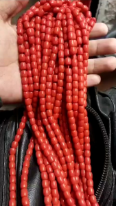 Gelang red coral model tabung Marjan koral asli