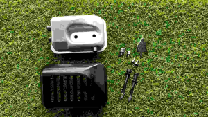 A385ชุดท่อไอเสีย+ฝาครอบท่อไอเสีย+น็อตครบชุด เครื่องตัดหญ้า โรบิ้น 411แท้ 100% #สินค้าตรงปกตามรูปภาพ 100% ✓✓✓