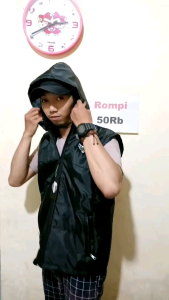 STAMVAN TRIPTOUR - Rompi Parasut Pria Vest Motor kupluk Anti angin polos keren Hitam Navy Army Abu