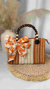 Small Marie Abaca Handbag - Stylish Handcrafted Handbag Wedding Souvenir Eco Friendly Natural Fibers Woven Texture Rustic Chic Appearance