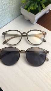 KACAMATA FHOTOCROMIC OVAL KOREAN NEW WANITA PRIA PHOTOCROMIC STYLE VINTAGE FREE BOX DAN LAP