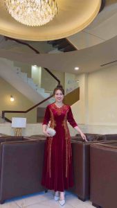 Đầm Đi Tiệc [ Salu Store ] Mã VH740 Dáng Maxi Chất Nhung Tuyết Đính Đá DMC - Size Từ 48kg đến 75kg