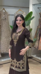 Georgette Embroidery Kurta with Palazzo Sets