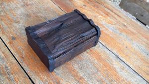 กล่องไม้ ปีกไม้ ไม้สัก size M 17.5x10.5x7cm กล่องเก็บของ กล่องใส่ของ ใส่กุญแจ ปิดเปิดได้ แต่งบ้าน น้ำตาลเข้ม งานทำมือ Teak Wood box with Bark