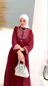 AYESHA Gamis Bordir Terbaru 2024 Bahan Crinkle Cey Airflow Premium