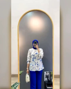 Oneset Pajamas Wanita Motif Bunga Stelan Santai Cantik Rekomended