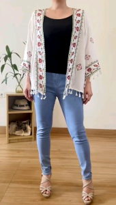 ●ECLAIRE● 003 Cardigan Kardigan Outer Etnik tribal Bordir Embroidered Tassel Boho Kasual Casual Pantai Liburan Import zsslo