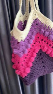 กระเป๋าถักเชือกฟอก กระเป๋าทรงถือ งานแฮนเมดทำมทอ