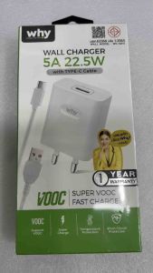 ชุดชาร์จ หัวชาร์จ5Aหรือ22.5W พร้อมสายType-C รองรับFast charge แบบSuper VOOC ชุดชาร์จเร็ว Why WC-5021C ชุดAdapter+Type-C