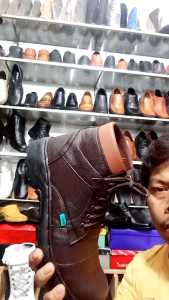 sepatu boot safety full kulit model pakai tali