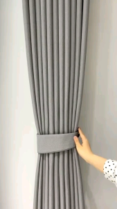 Gorden motif polos gorden jendela dan pintu Safron minimalis (6 gelombang 12 lubang/ring)