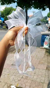 Nơ trang trí hoa cưới  hoa cầm tay cô dâu  - nơ trắng trí ghế sự kiện cưới hỏi - nơ bó hoa