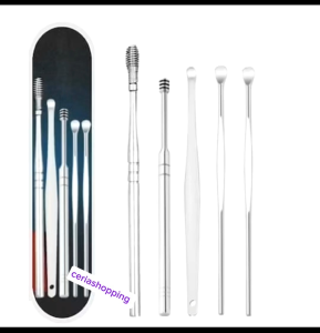 Alat pembersih telinga stainless korek kuping set 5 pcs