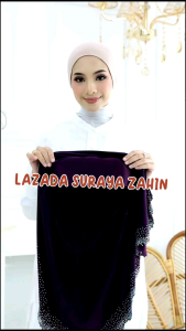 Saiz M Tudung Sarung Lasercut Moscrepe Awning Scuba Batu Keliling Black Edition