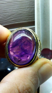 Cincin Batu Kecubung Amethyst Purple Oval Serat Es