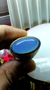 Cincin Batu Akik Blue Calcedony Semi Jumbo