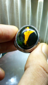 Cincin Batu Akik Panca Warna Bermotif