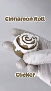 CLICK-ET! Cinnamon Roll Clicker Keychain by Slycelab 3DPrinted Cute Fidget Toy for Stress Relief