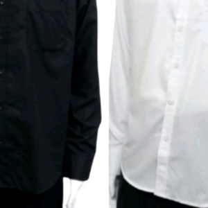 MBS V555 Men Black & White Polyester Shirt Long Sleeve Slim Fit CuttingOffice/Student (Plus Size S -XXL)