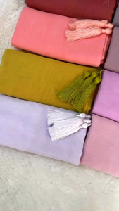 Hijab Segi Empat Paris Jadul Tasel Premium 3 Sisi // Kerudung SegiEmpat Katun Paris PomPom