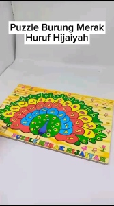 Mainan Edukasi Puzzle Burung Merak Hijaiyah - Mainan Murah BerSNi