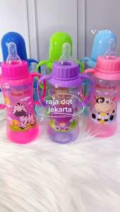 botol susu warna kinawa ukuran 125ml dan 250ml dengan handle gagang bahan tebal