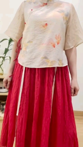 ECLAIRE 003 Setelan Rok Lengan Pendek Cheongsam Chinese New Year Etnis Imlek CNY Pesta Import ogbb