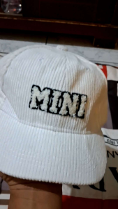 Topi Logo Mini Patch Towel Original Second Bahan Korduroy Warna Pekat Putih Tulang