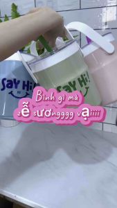 Bình trà sữa SAY HI 1L- Nhựa PP an toàn giữ nhiệt tốt kèm ống hút. Bình giữ nhiệt hot trend ly đựng trà sữa size lớn