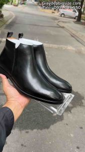 Giày da chelsea boots cổ cao cỡ lớn 45 46 47 48 cho nam chân to. Big size zip boots for wide feet.