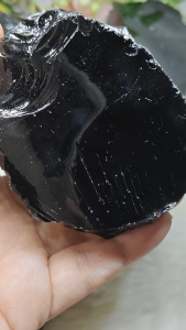 Natural Mexico Obsidian Flat Stone | Side Cutter Marks | Healing Protection| 墨西哥天然黑曜石含切割面痕迹·疗愈护身