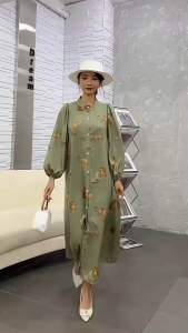 Dress Hijab Lebaran Free Belt | dress korea | tunik korean style| Baju Raya Dress Wanita Import
