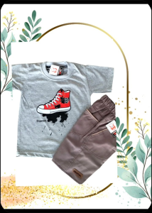 Setelan anak Chino premium kaos dinosaurus