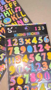 Sticker Neon Alphabet & Numbers