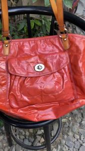 Preloved COA. CH tote bag with Code and YKK zip with tiny color transfers