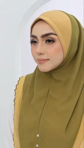 TUDUNG ZURRAH INSTANT SARUNG MANIK SULAM  AWNING SCUBA HEAVY CHIFFON IRONLESS 2 LAYER 2 TONE WARNA