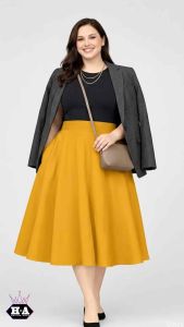 Plus Size (Big) Mall Quality Plain Midi Balloon Skirt W/ Pocket - (Can Fit: 33 Up To 40 inch Waist)
